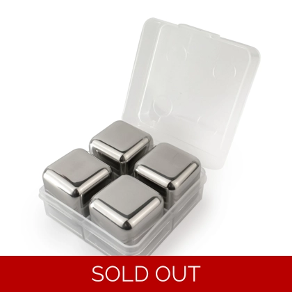 Silver Stainless Steel Ice Whisky Stones PP Box Set